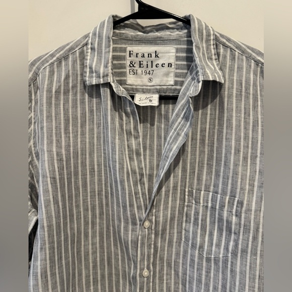 FRANK & EILEEN Eileen gray striped unisex linen button down lagonlook S A20 - Picture 5 of 7